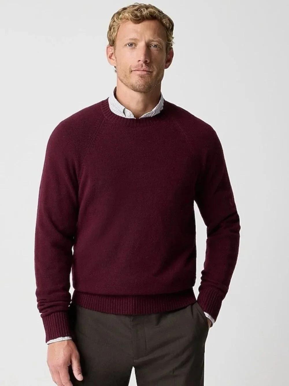 Men’s J. Crew Maroon Super Soft Lambs Wool Blend Long Sleeve Sweater M NWOT